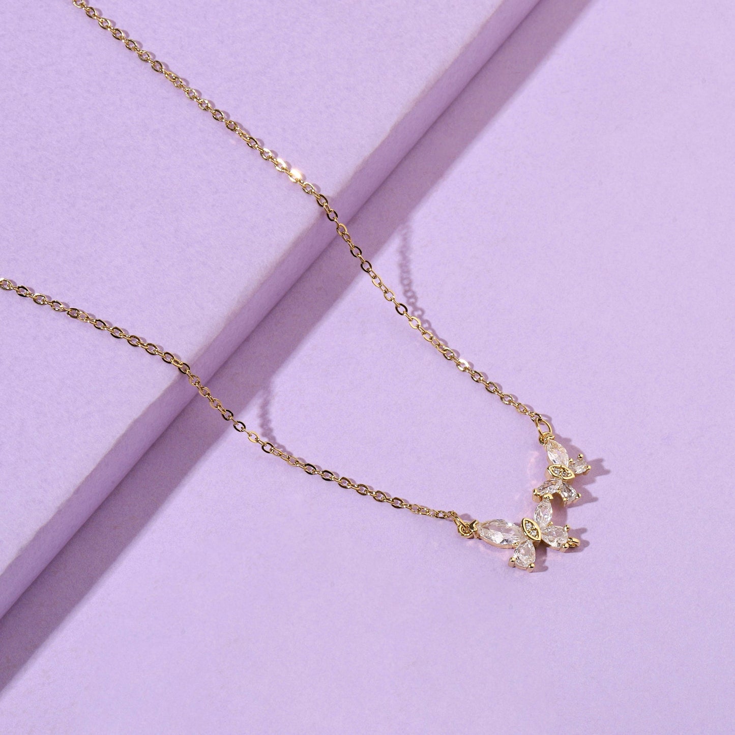 Buttery Crystal Duo Rosegold Necklace