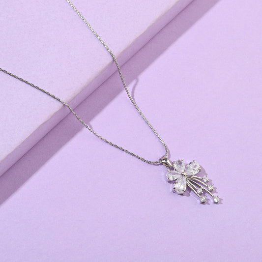 Crystal Shower Silver Necklace