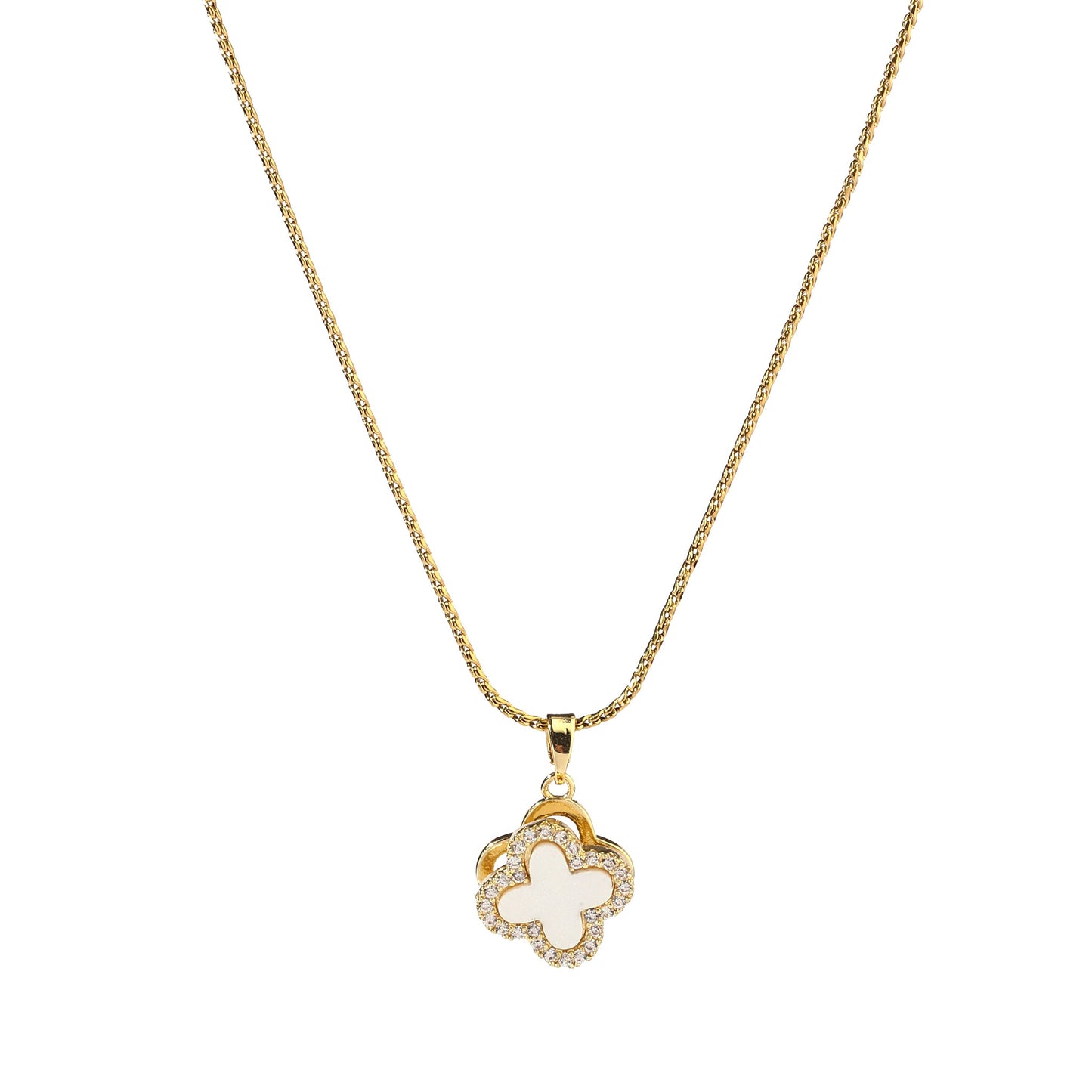 Studded Clover Gold Necklace