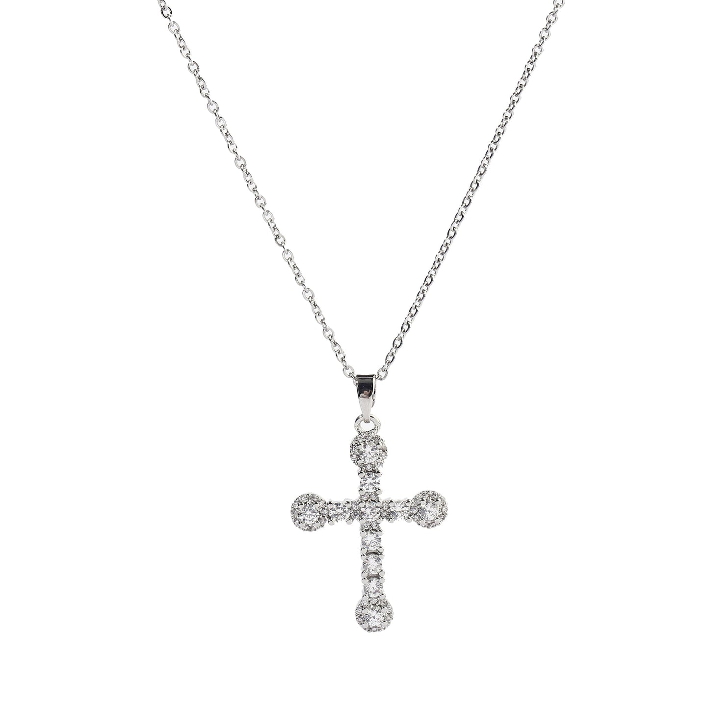 Studded Cross Silver Pendant