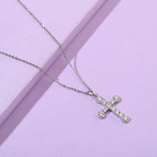 Studded Cross Silver Pendant