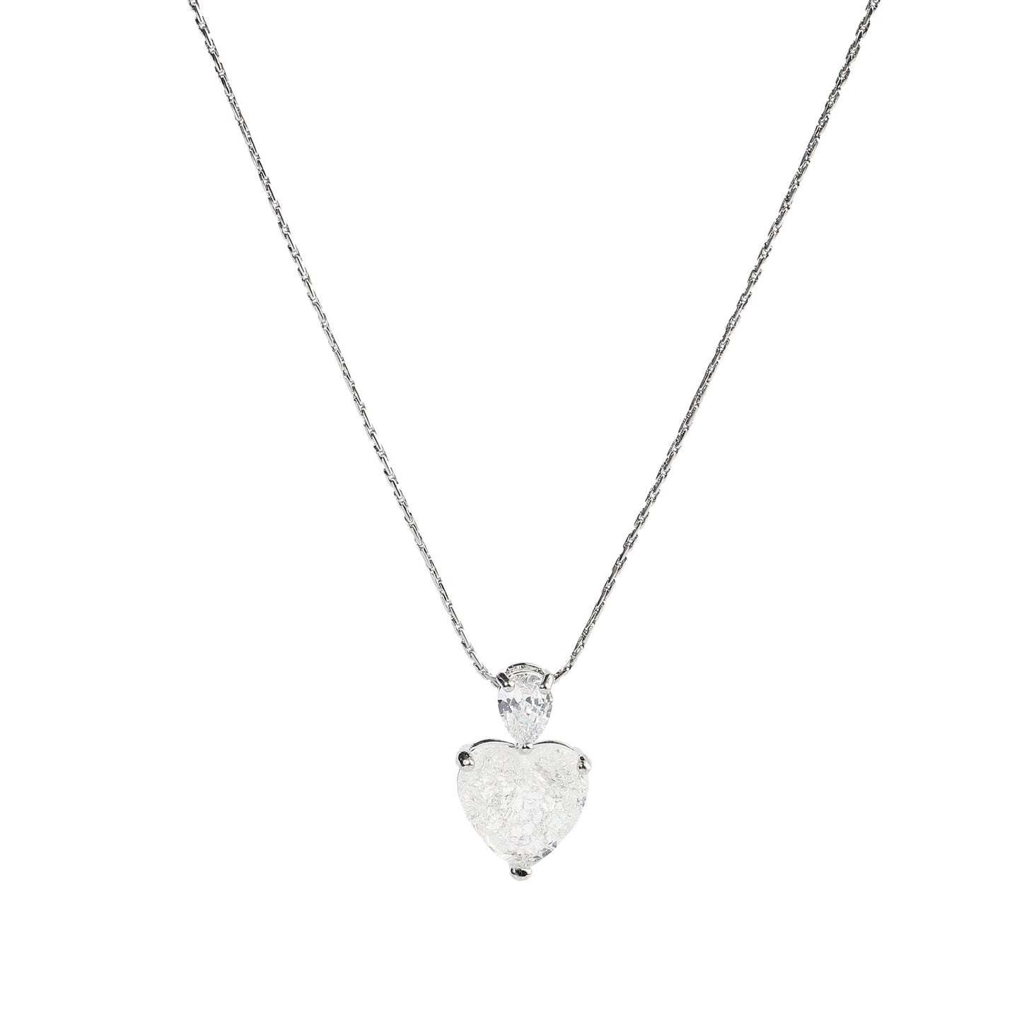 White Malena Studded Heart Silver Necklace