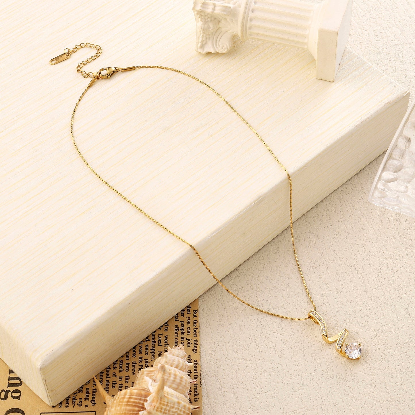 Unwrap Solitaire Gold Necklace