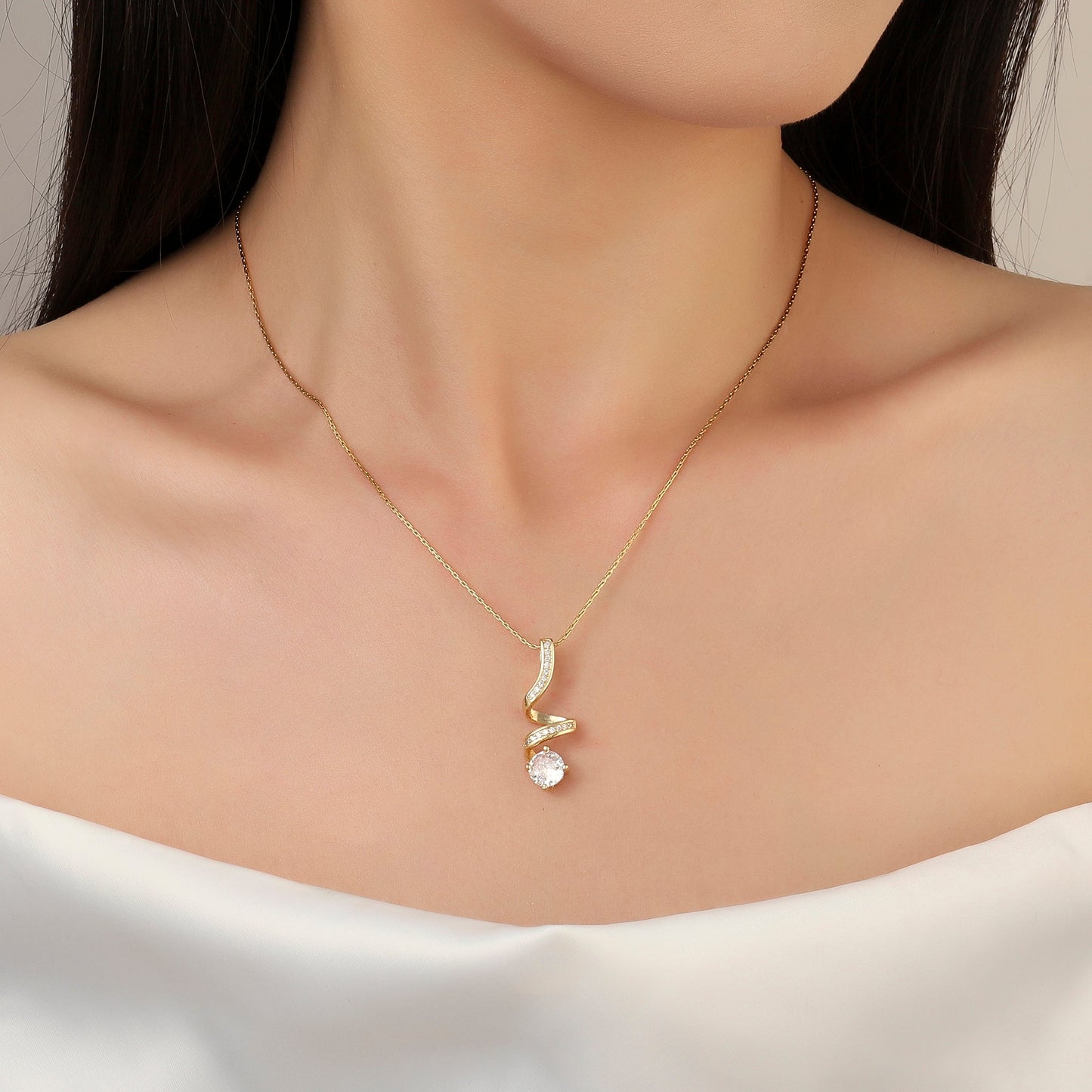 Unwrap Solitaire Gold Necklace