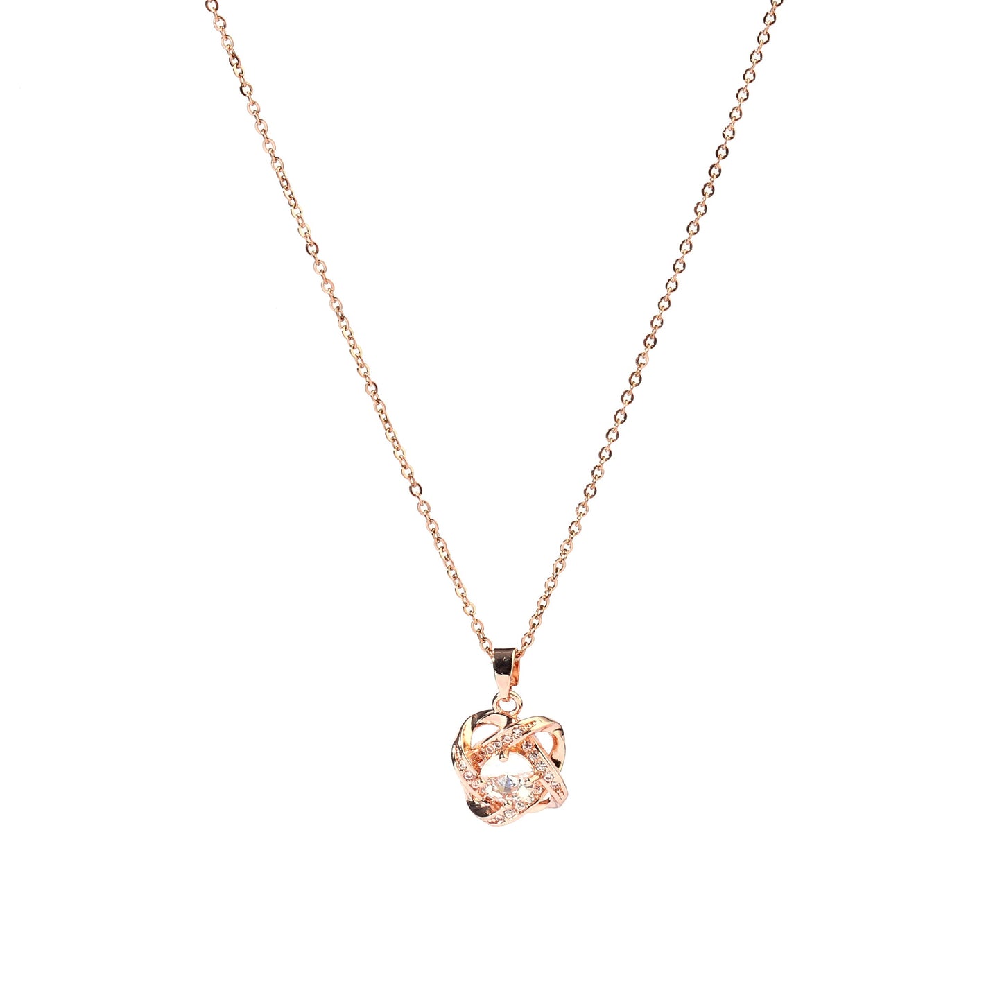 Warpped Solitaire Rosegold Necklace