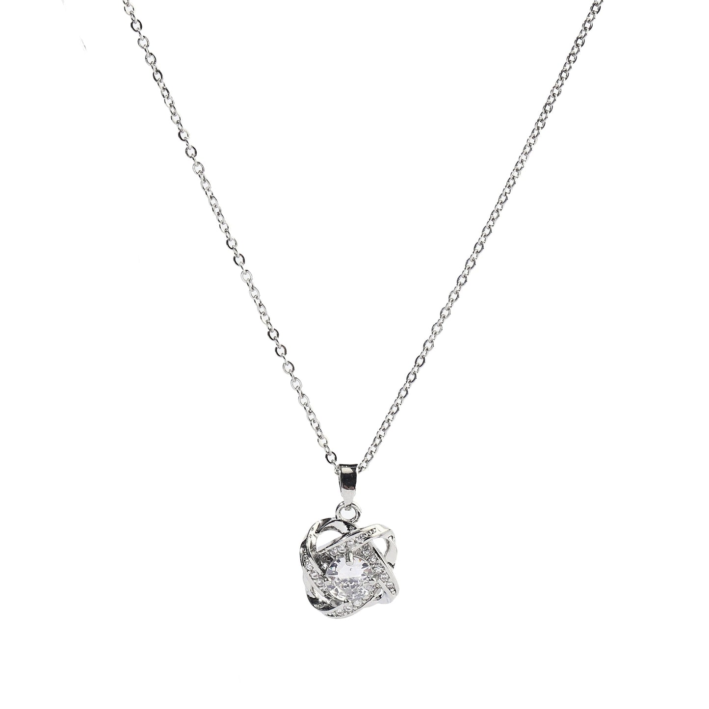 Warpped Solitaire Silver Necklace