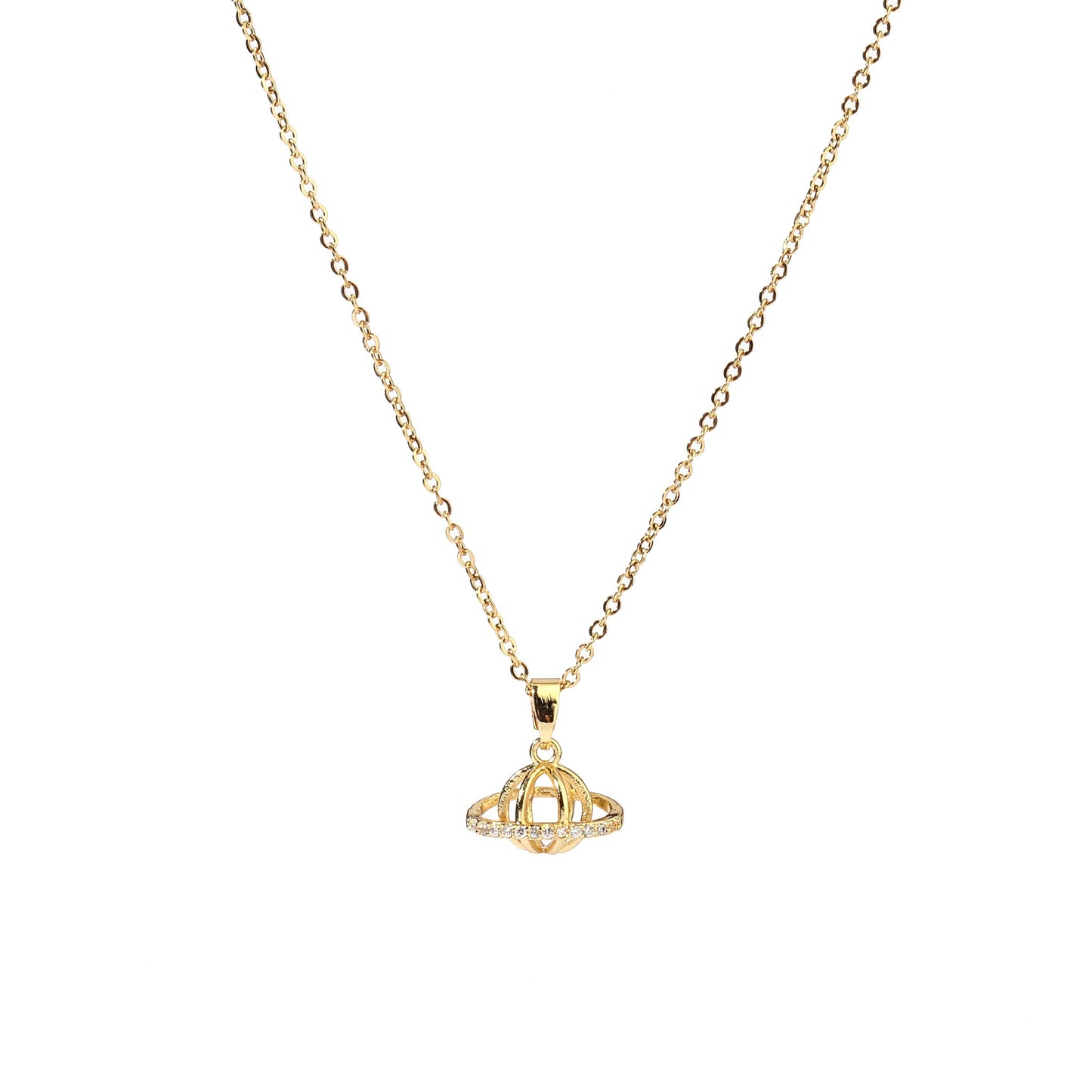 Studded Orbit Gold Necklace