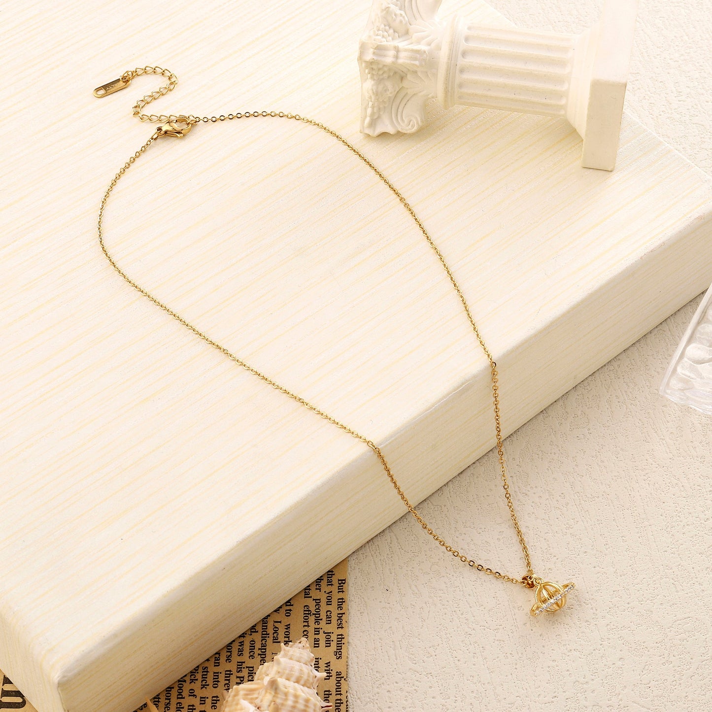 Studded Orbit Gold Necklace