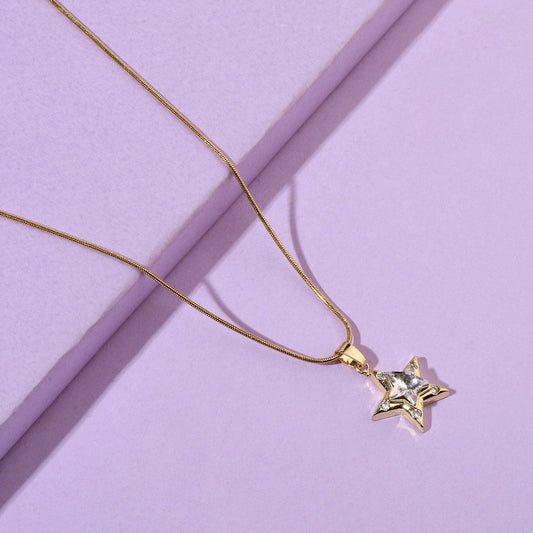 Almas Crystal Star Gold Necklace