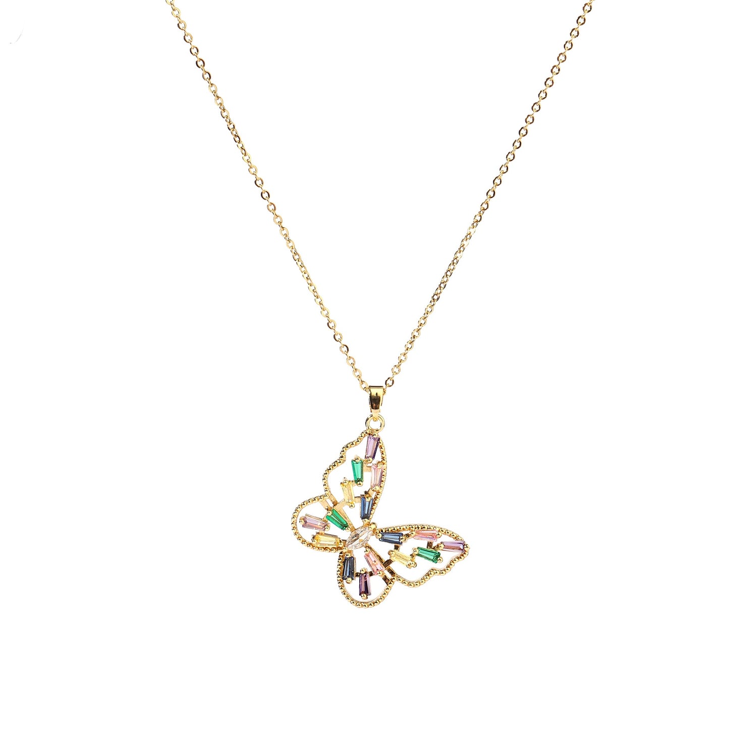 Bambi Baguette Butterfly Necklace