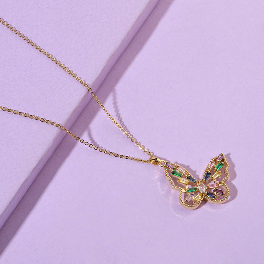 Bambi Baguette Butterfly Necklace