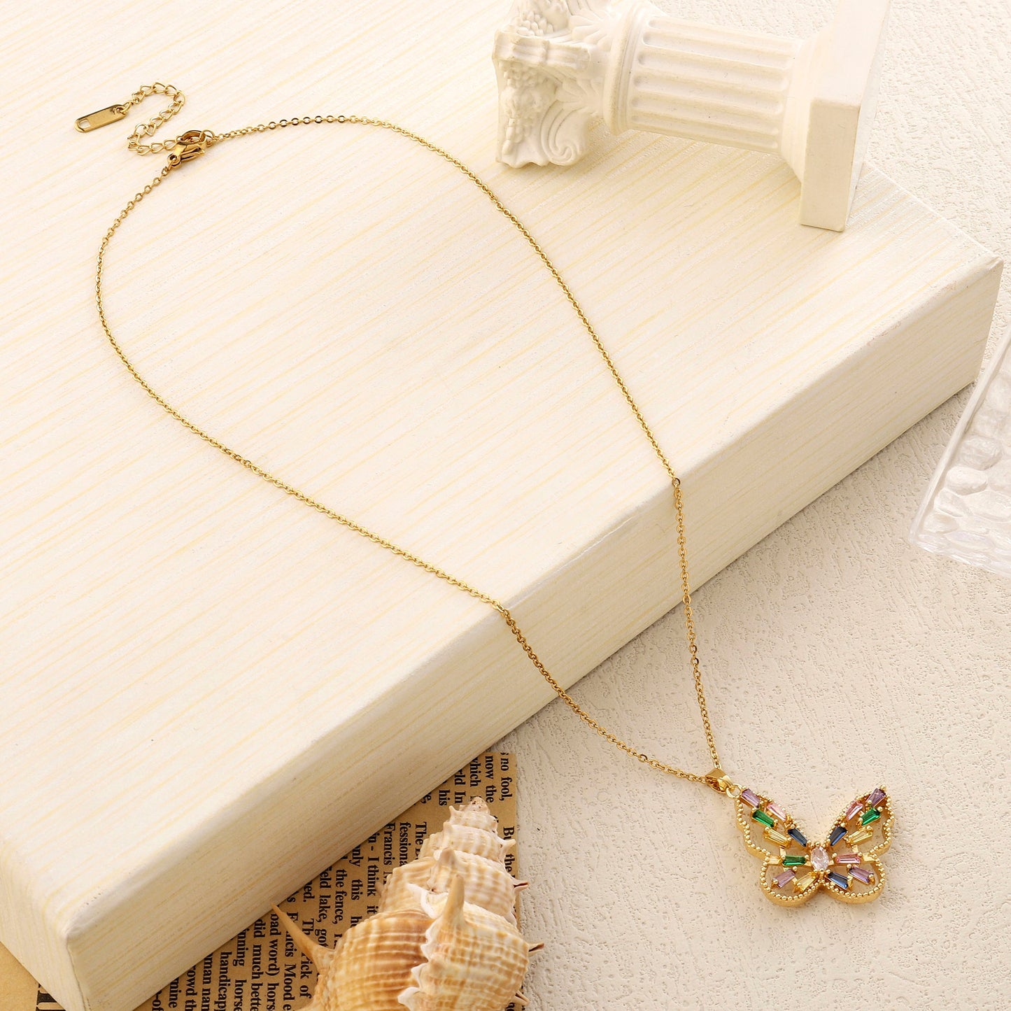 Bambi Baguette Butterfly Necklace