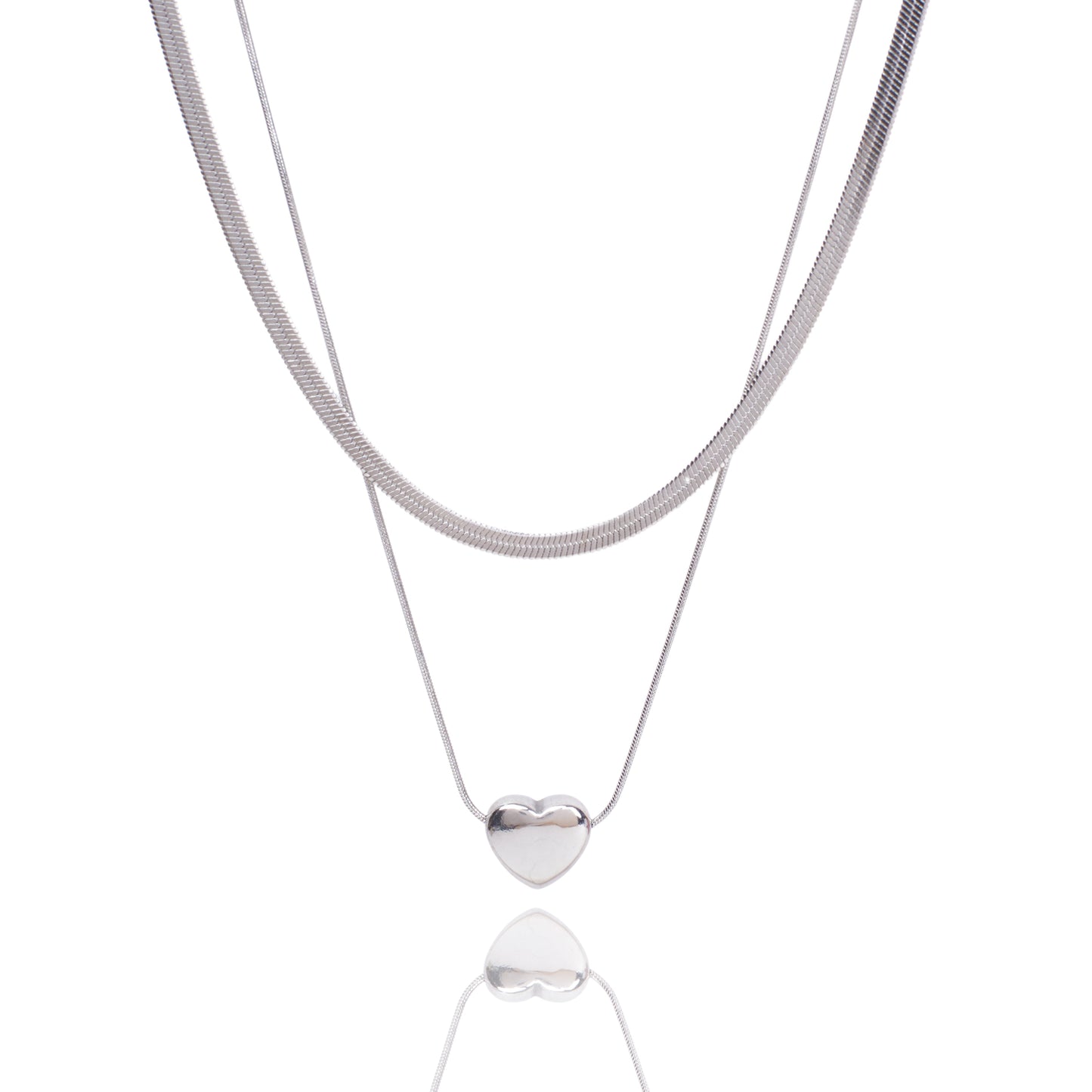 Amour Heart Silver Necklace