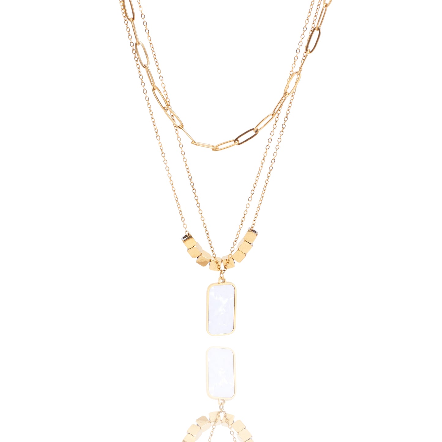 White Marble Gold Necklace