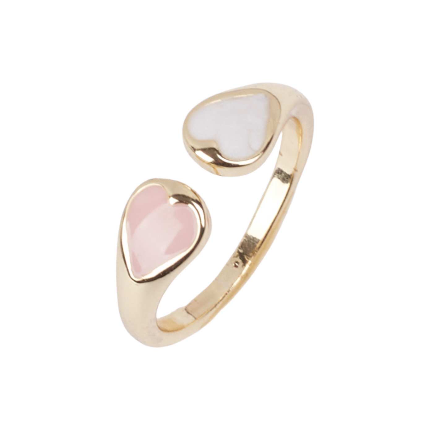 Adele Peach & White Enamel Heart Gold Ring