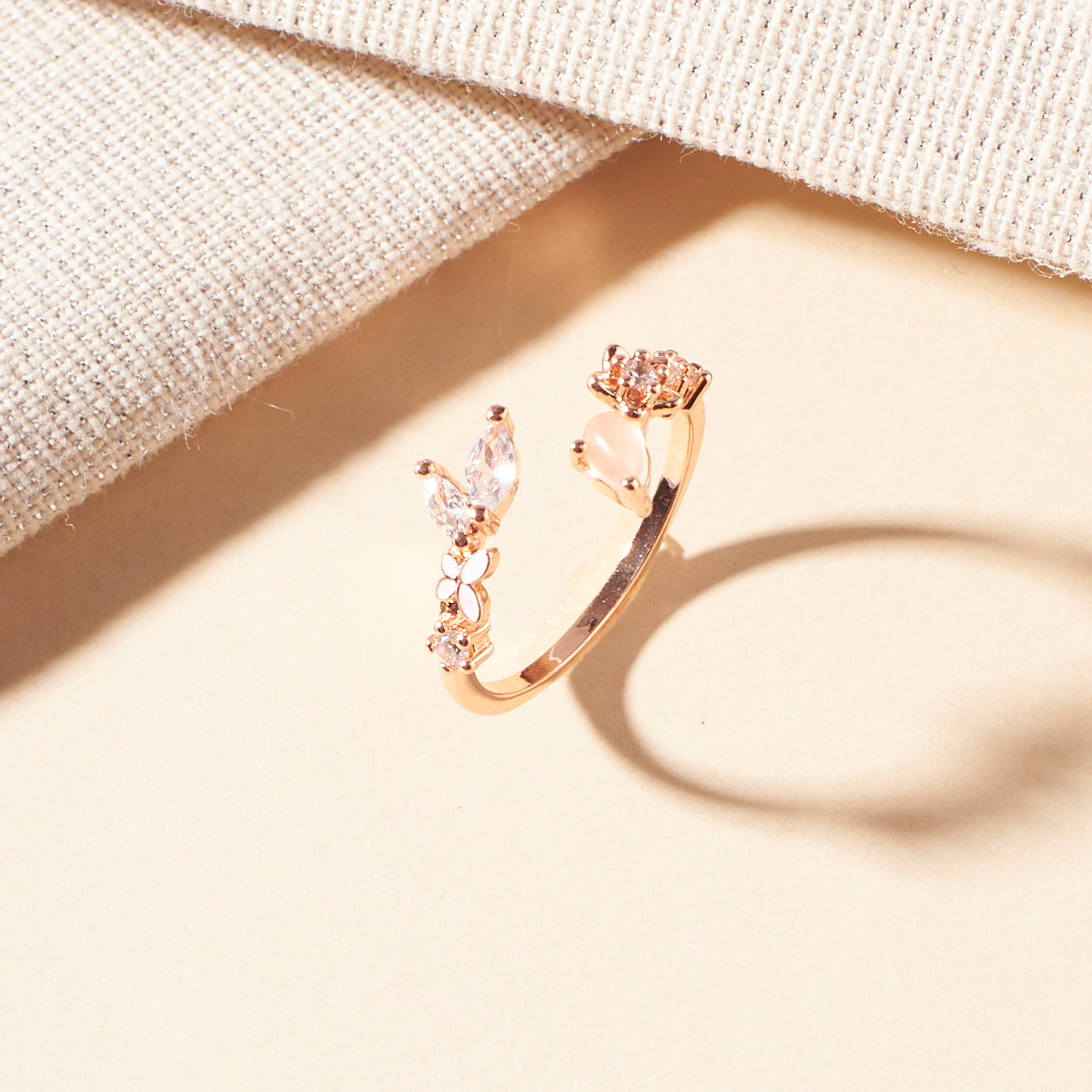 Bridget Rosegold Crystal Ring