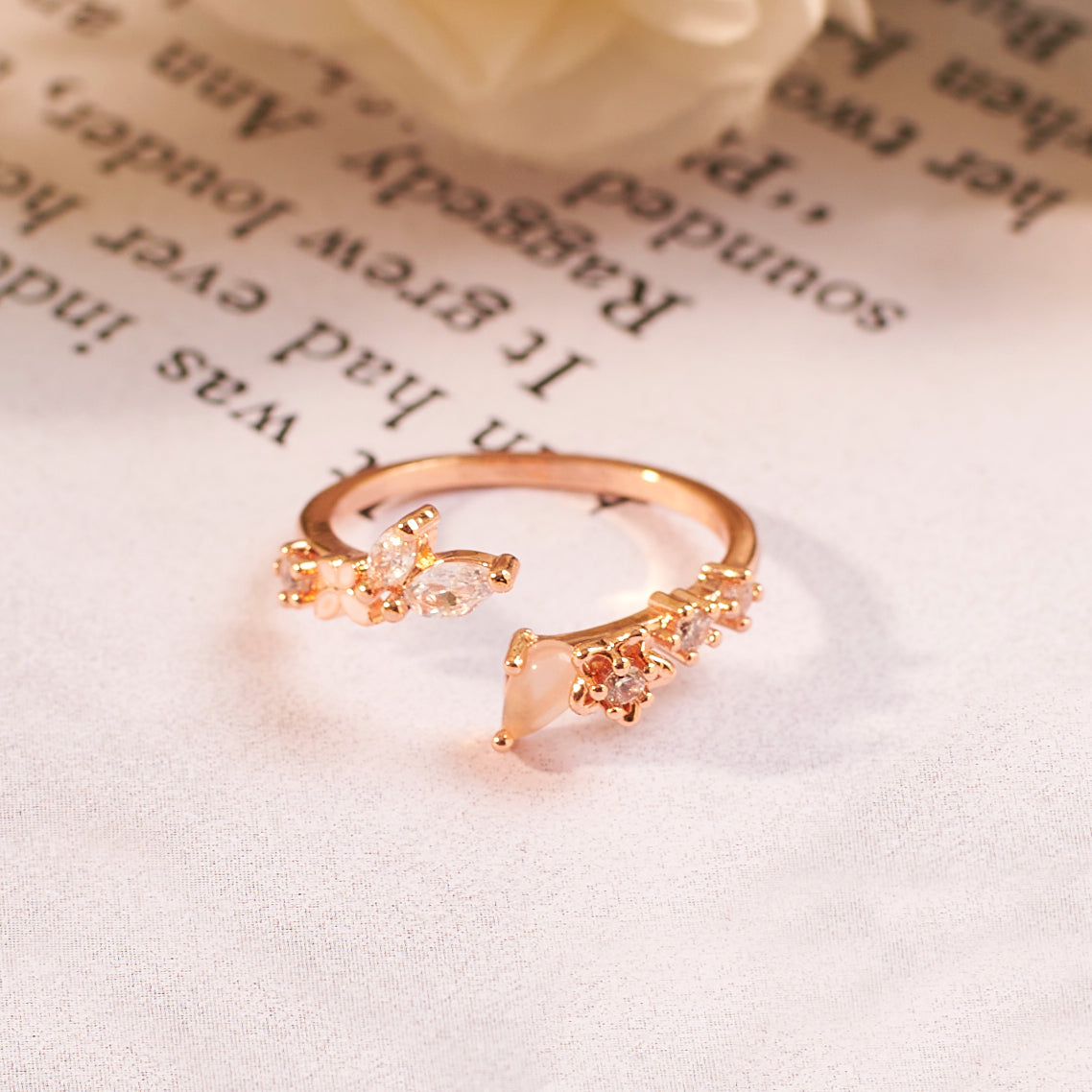 Bridget Rosegold Crystal Ring