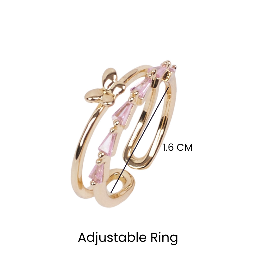 Ava Butterfly Crystal Gold Ring