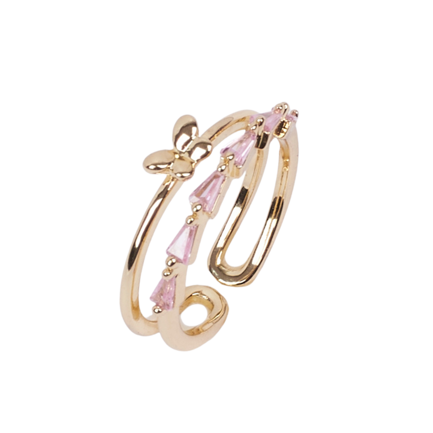 Ava Butterfly Crystal Gold Ring