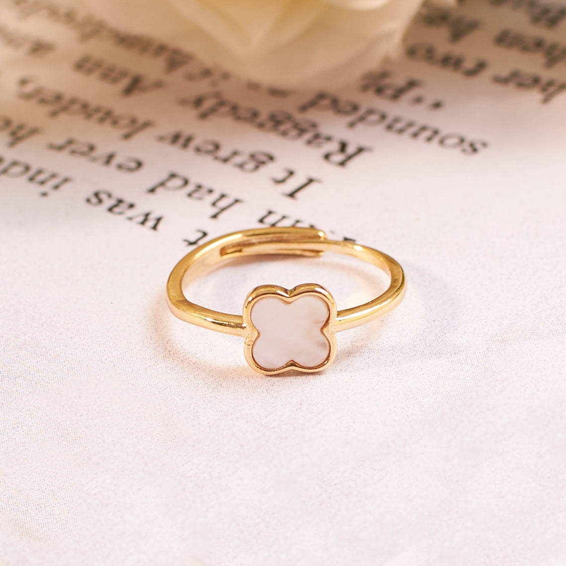 White Clover Gold Ring