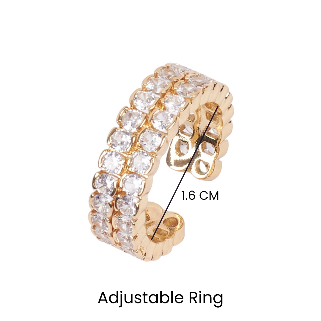 Studded Elegance Gold Ring