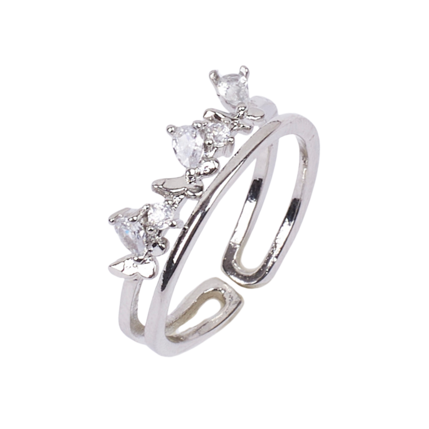 Classic Flow Crystal Silver Ring