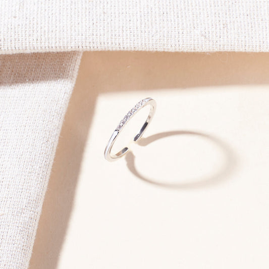 Zora Slim Studded Silver Ring