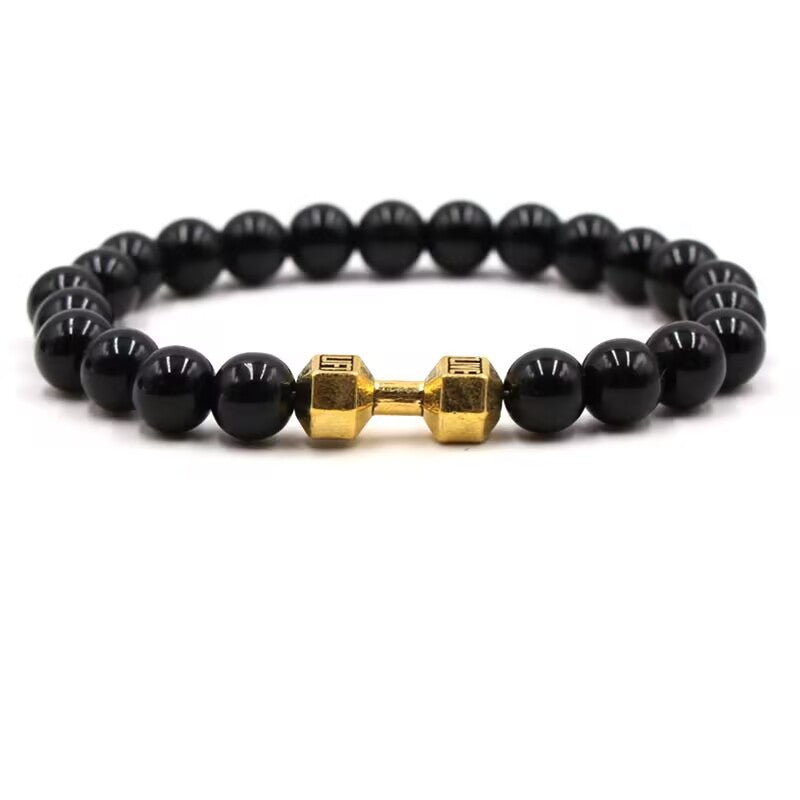 Strength Beaded Stone Band - Gold