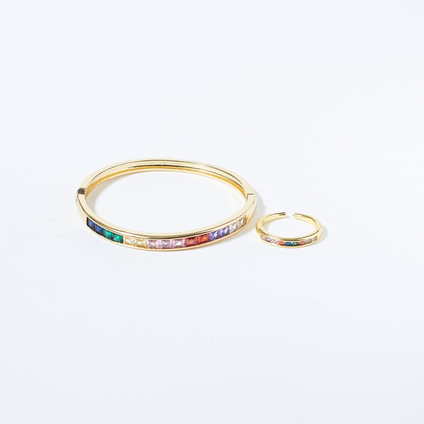 Subtle Multi Crystal Bracelet and Ring Set